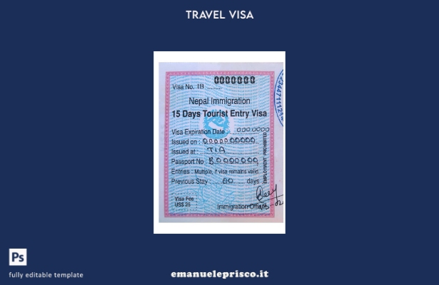 modello di visto d'ingresso in Nepal in stile verificato